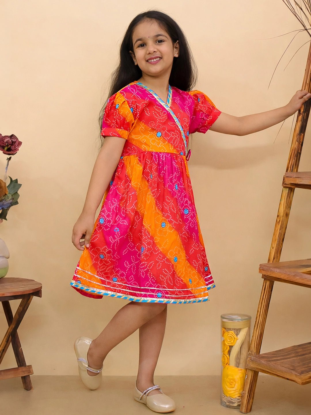 Fast Wear Pure Cotton Angrakha Dress For Girls