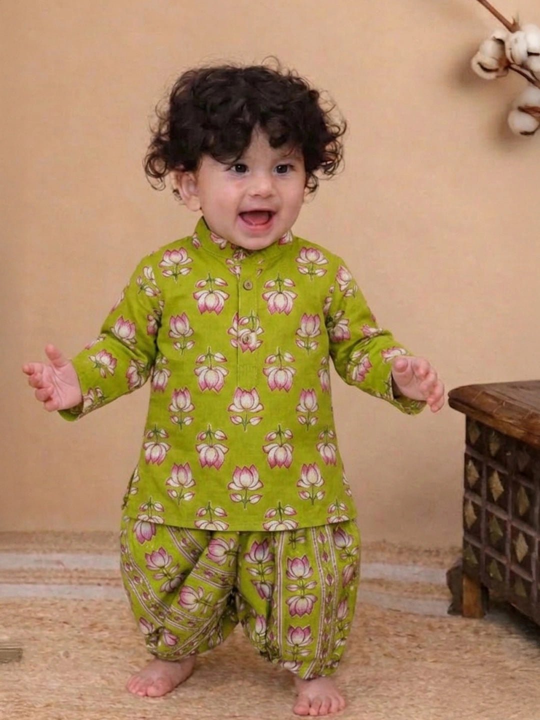 Fast Wear Pure Cotton Dhoti Kurta Set For Infant Boys