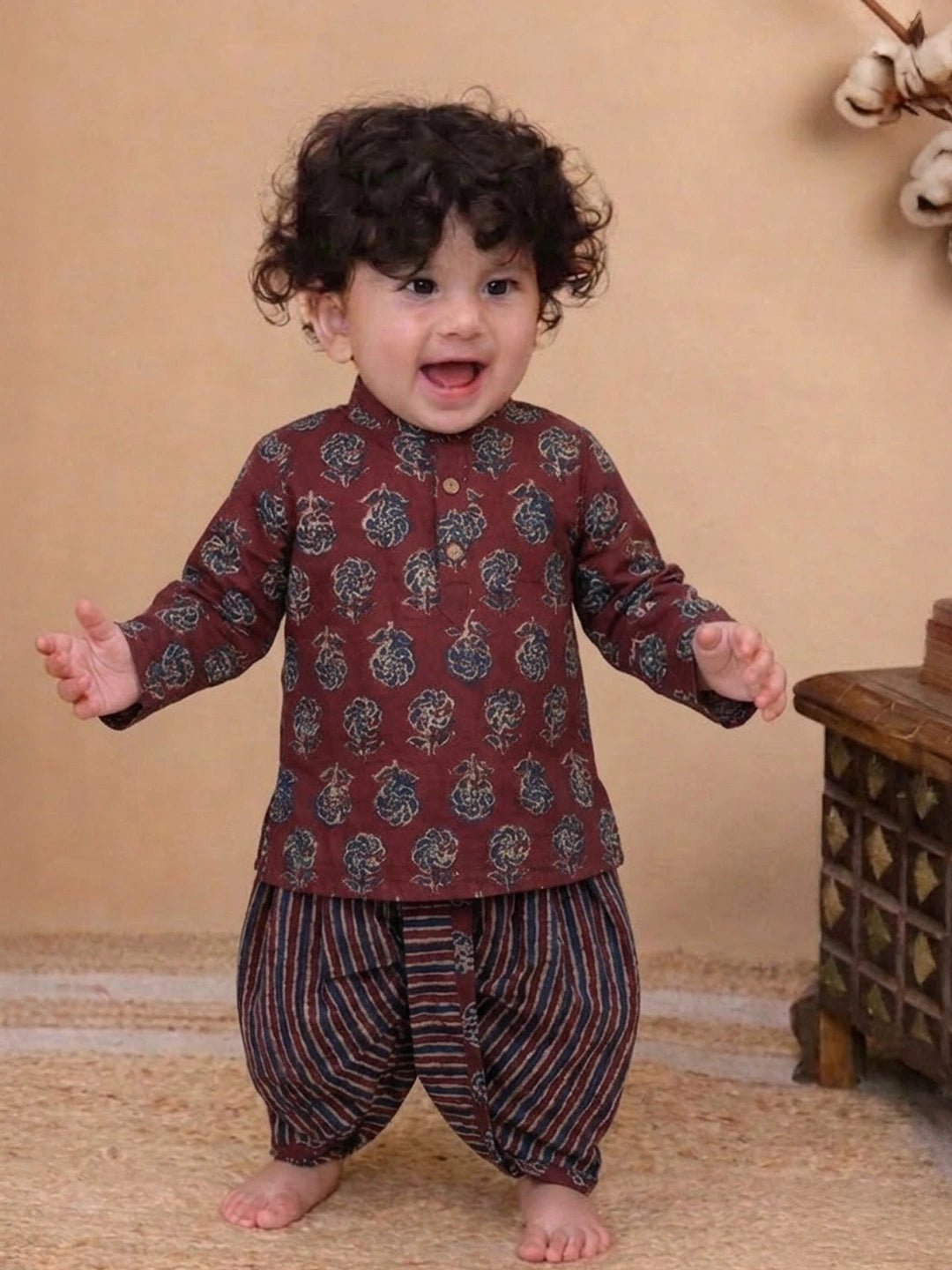Fast Wear Pure Cotton Dhoti Kurta Set For Infant Boys