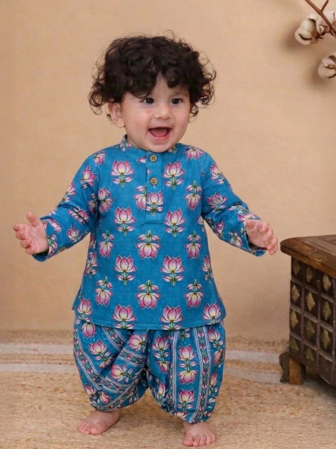 Fast Wear Pure Cotton Dhoti Kurta Set For Infant Boys