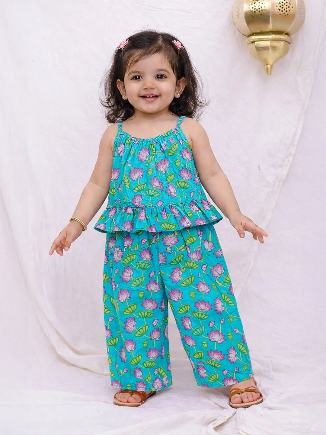 Fast Wear Pure Cotton Top With Palazzo Set For Infants