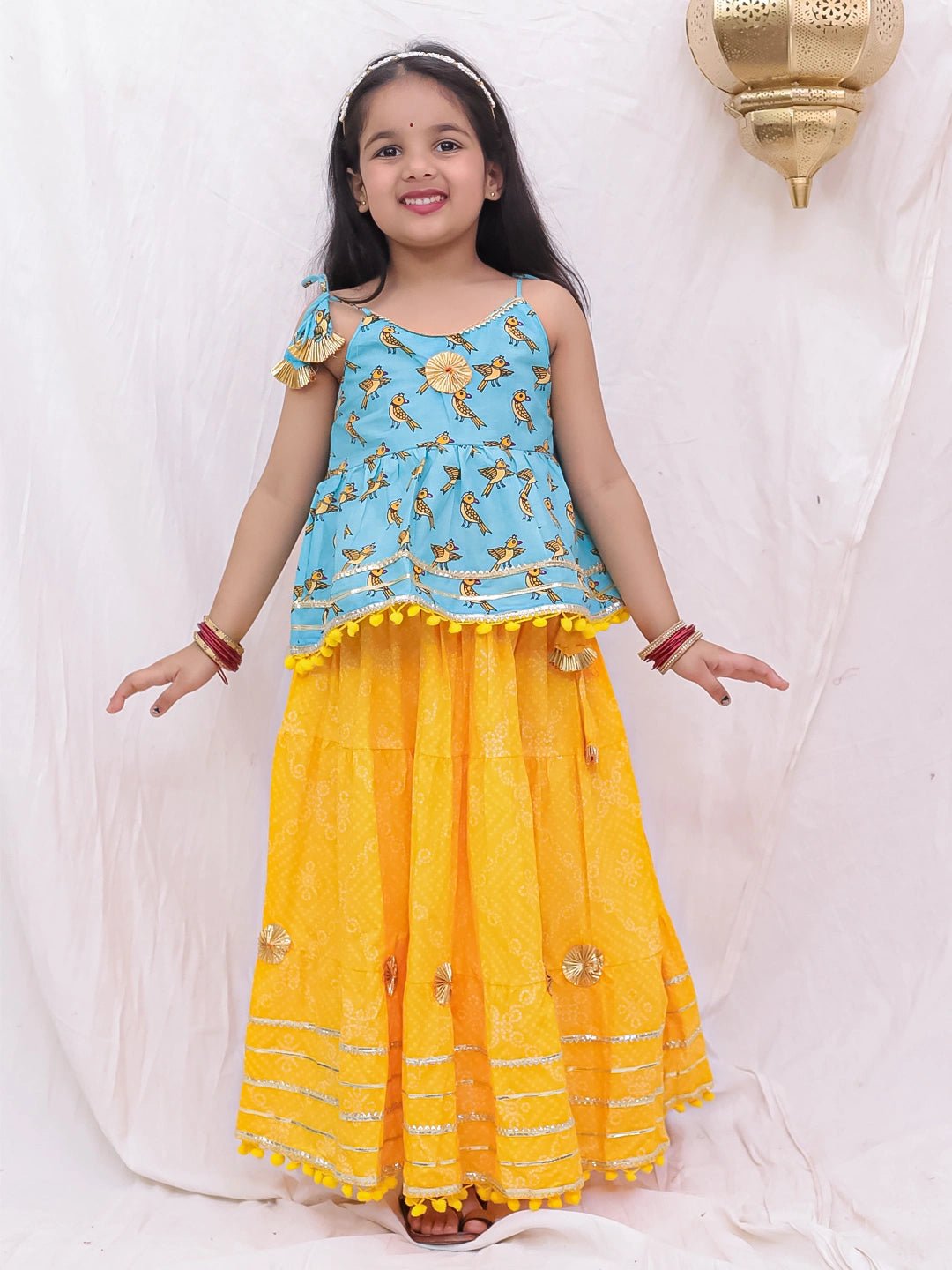 Fast Wear Pure Cotton Lion Printed Lehenga Choli For Girls