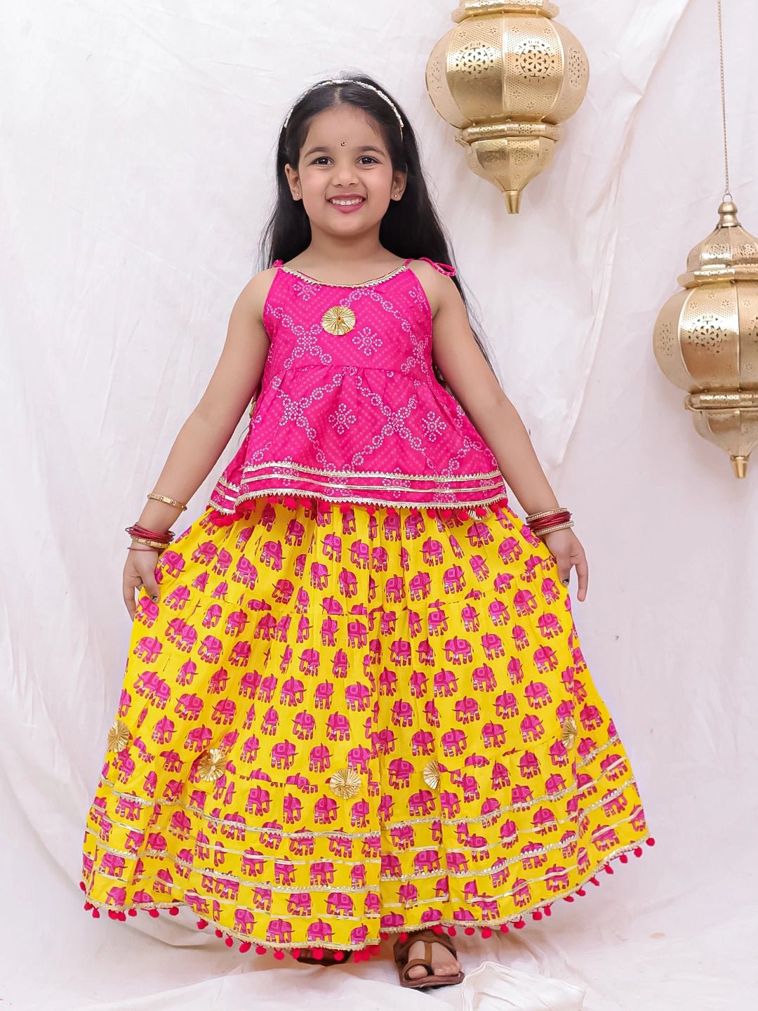 Fast Wear Pure Cotton Lion Printed Lehenga Choli For Girls