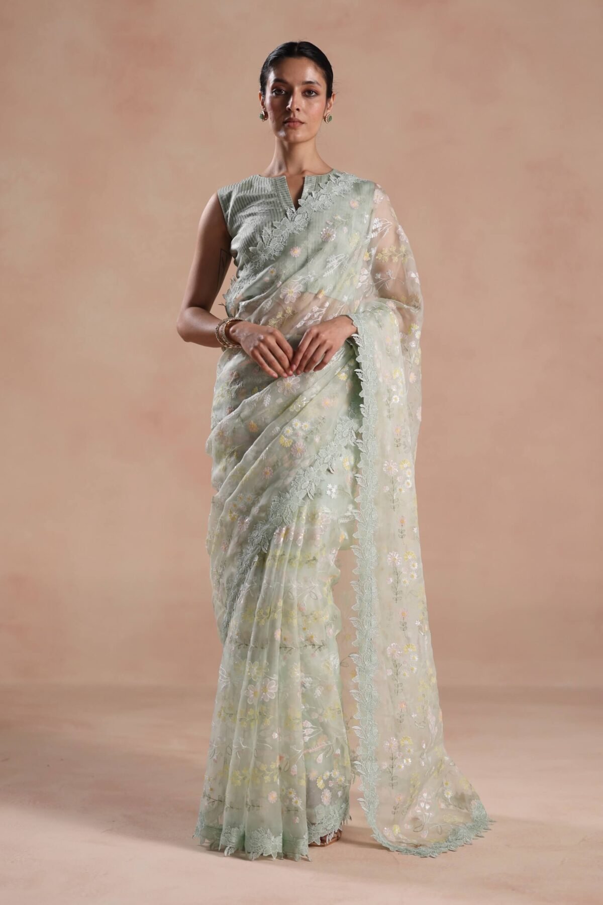 Light mint solana sari and blouse