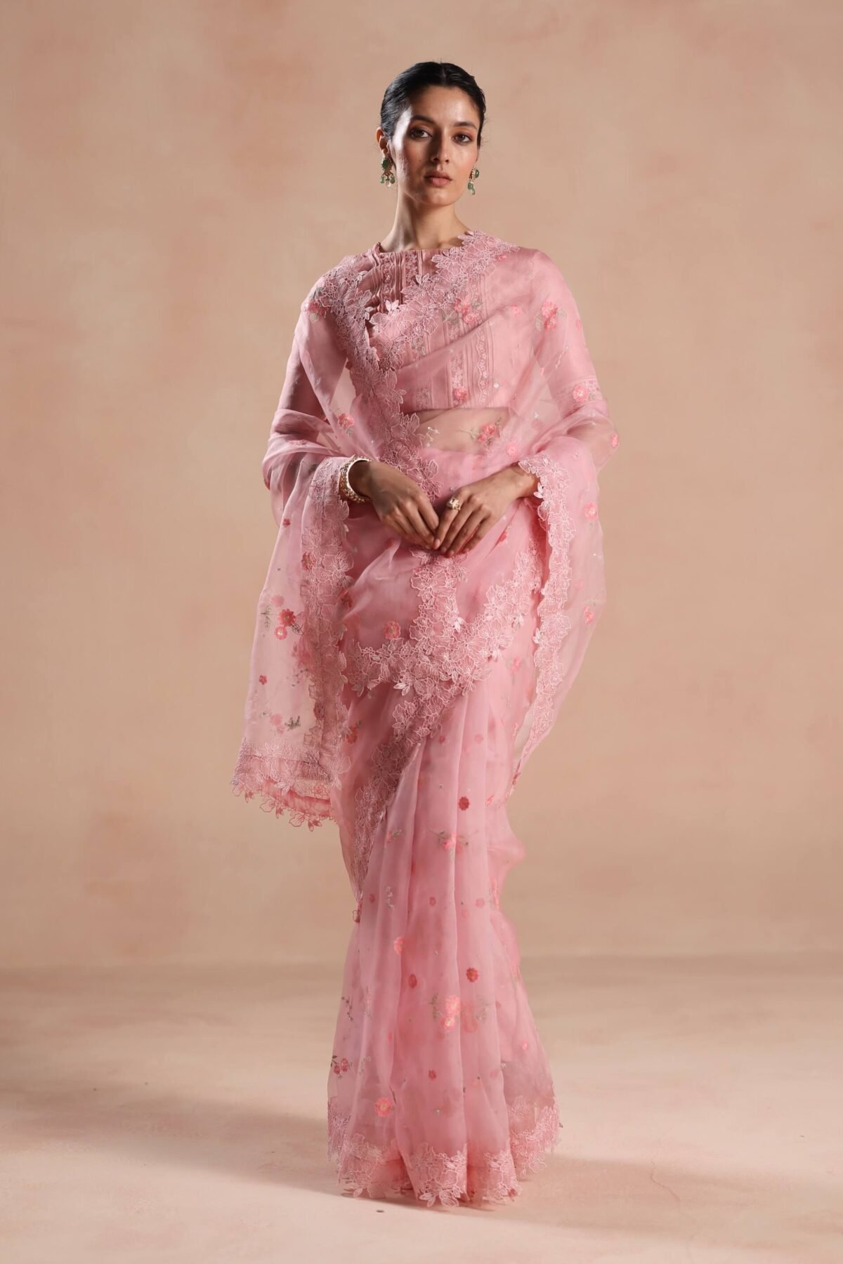 Pink shiloh sari and blouse