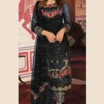 Black Salwar Kameez with Embellished Neck Special for Reception