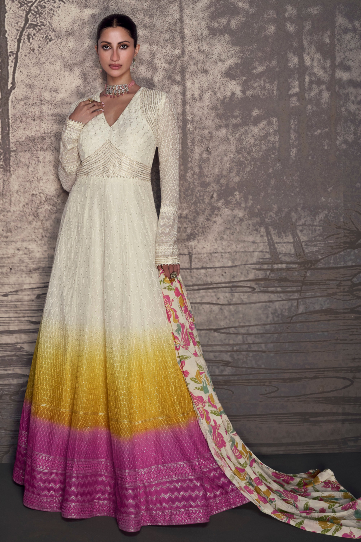 Anarkali Dress Georgette Stitched Dupatta Gown For Her