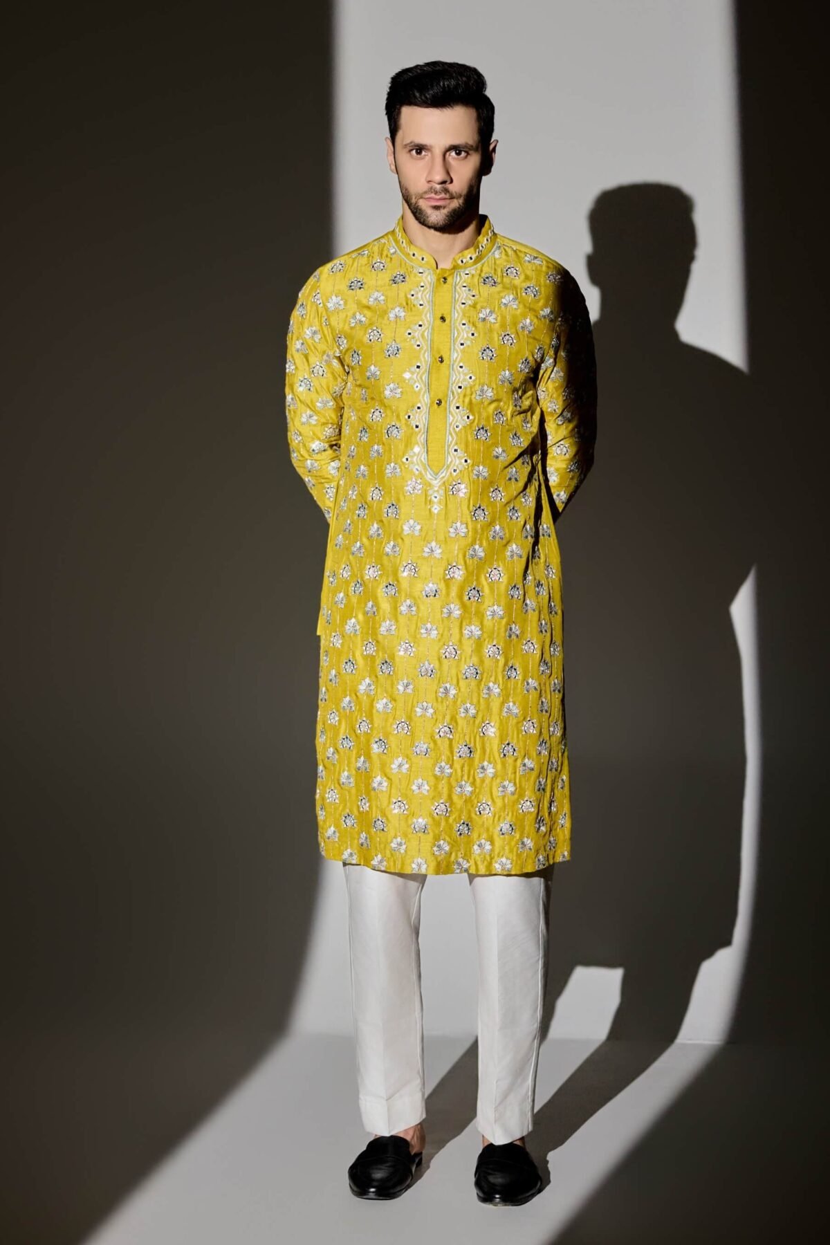 Yellow mirror kurta and pants