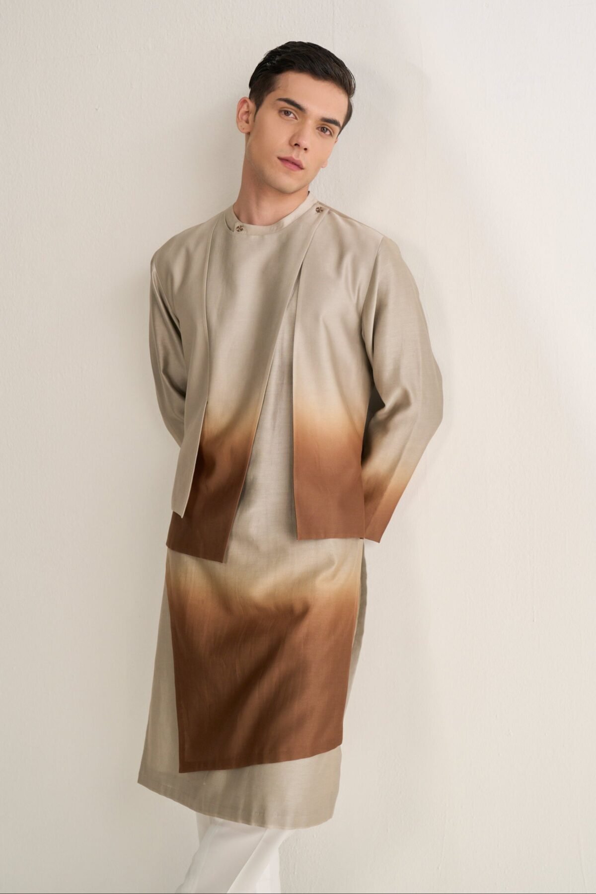 Fog brown ombre layered kurta set