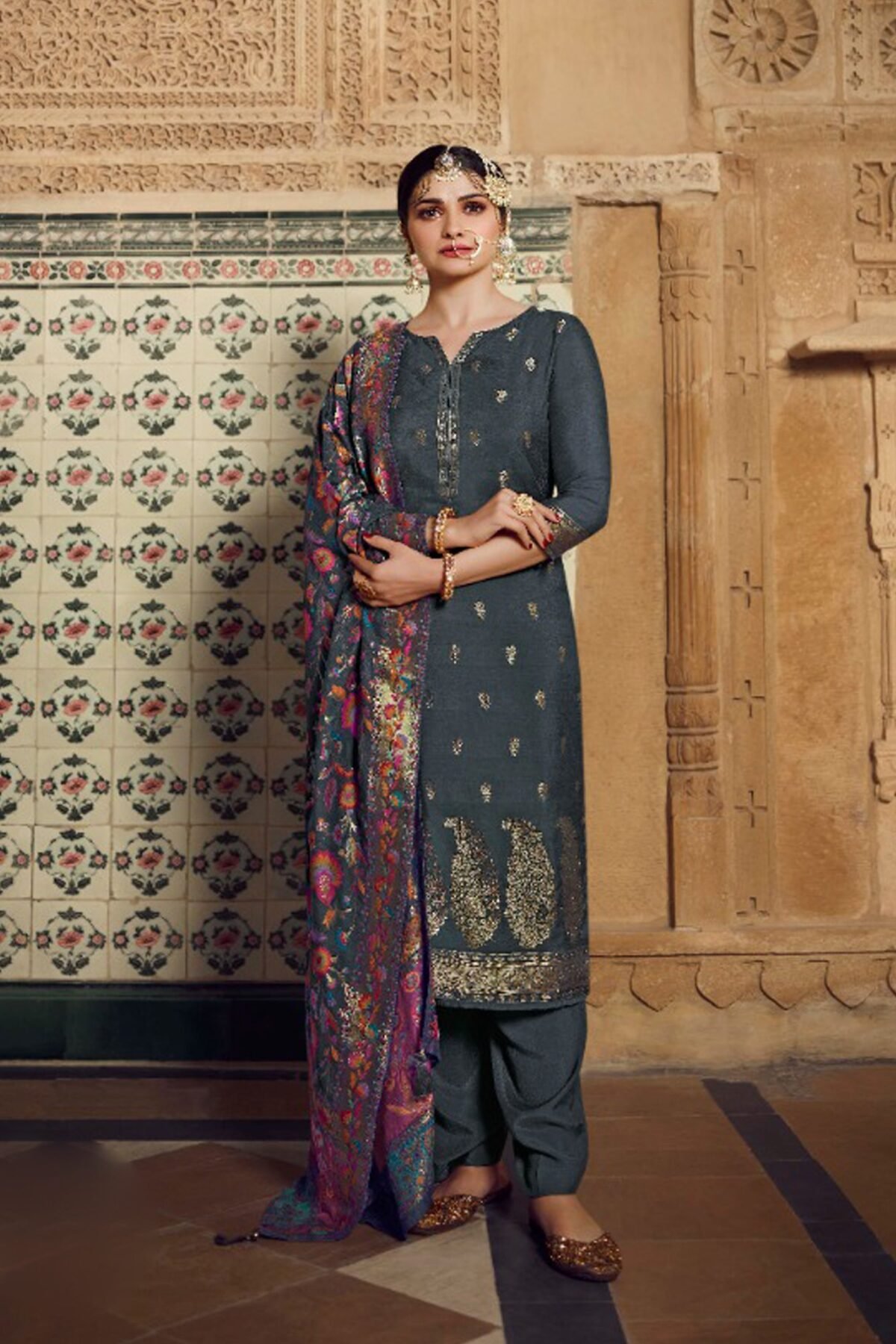 Bright And Vibrant Grey Salwar Kameez With Dupatta Designs