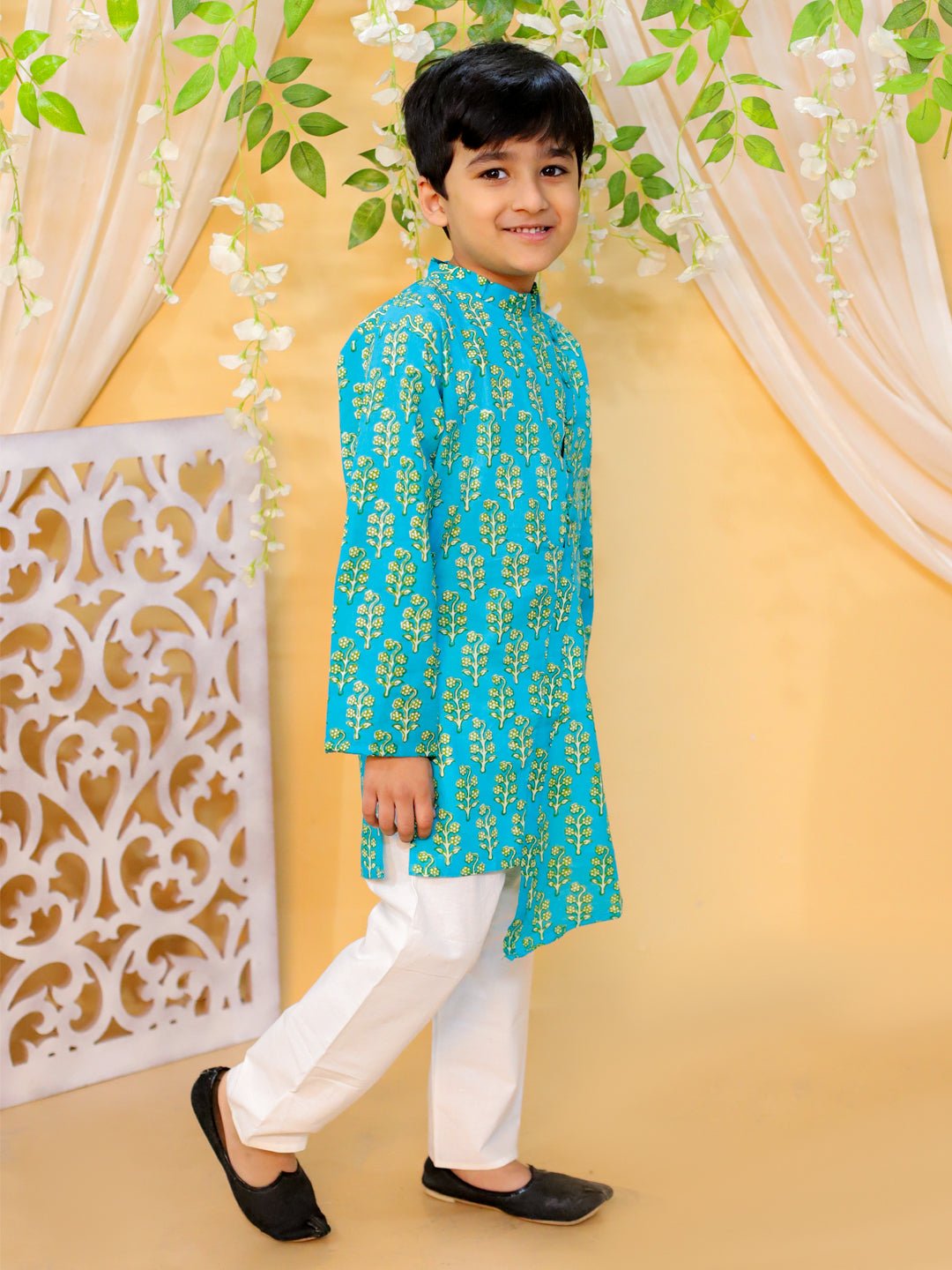 Fast Wear Asymmetric Front Open Kurta Pajama For Boys