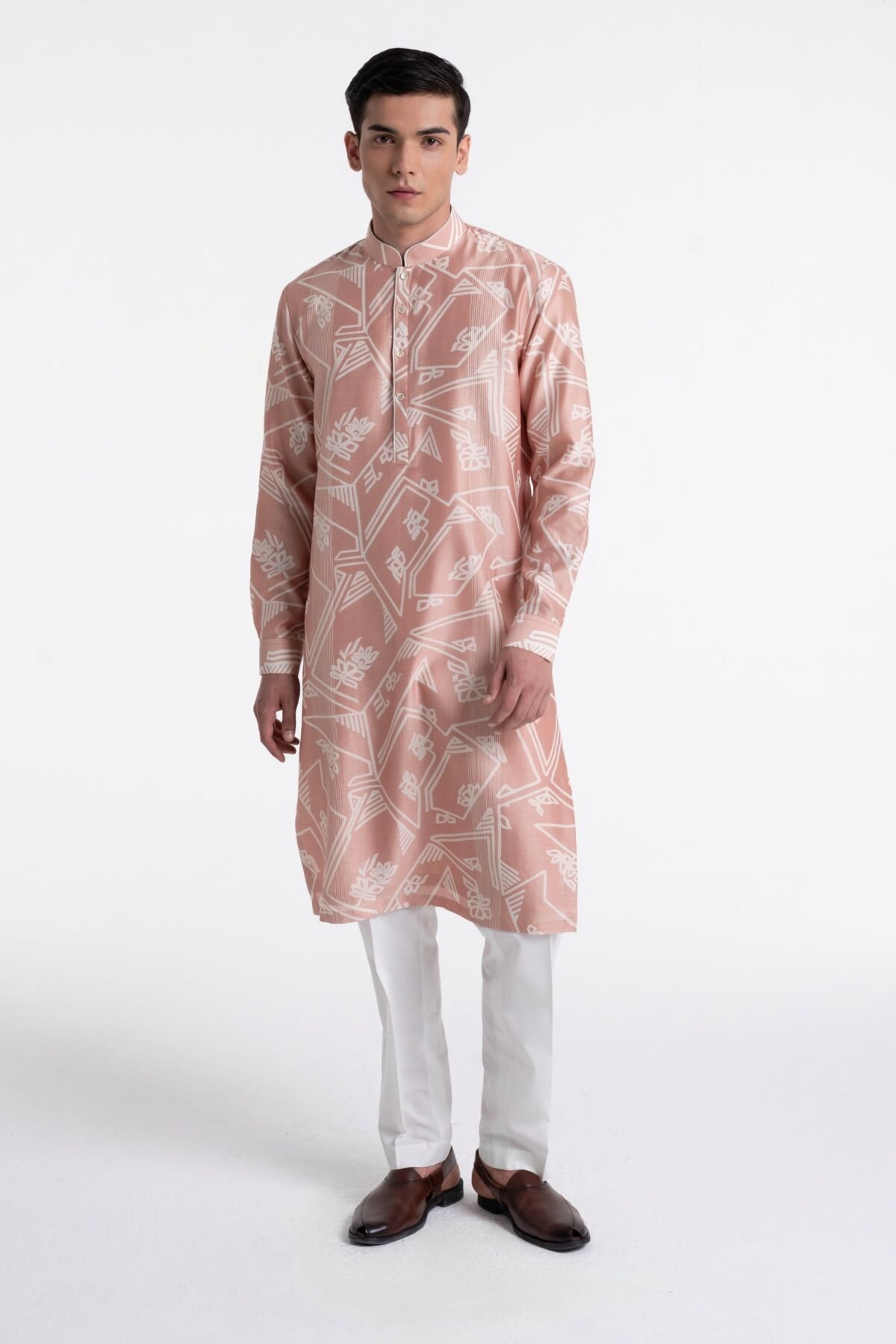 Onion pink clasic cut printed kurta set