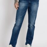 Mens Straight Slim Fit Dark Wash Denim