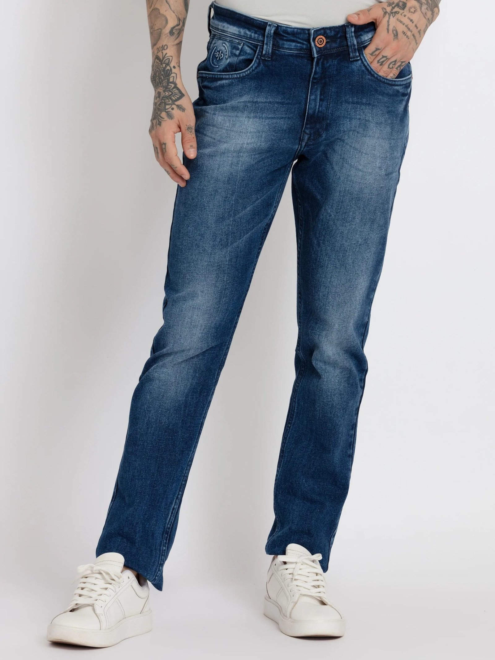 Mens Straight Slim Fit Dark Wash Denim