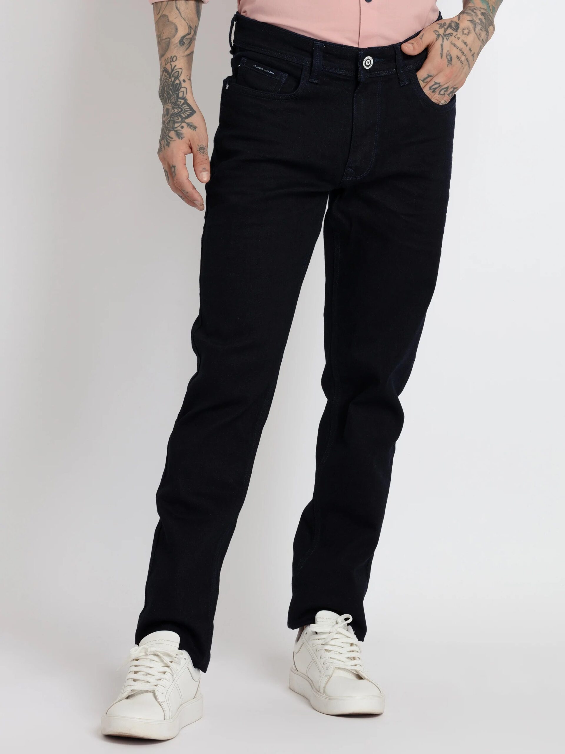 Mens Straight Slim Fit Dark Wash Denim