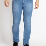 Mens Straight Slim Fit Light Washed Denim