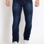 Mens Straight Slim Fit Dark Washed Denim