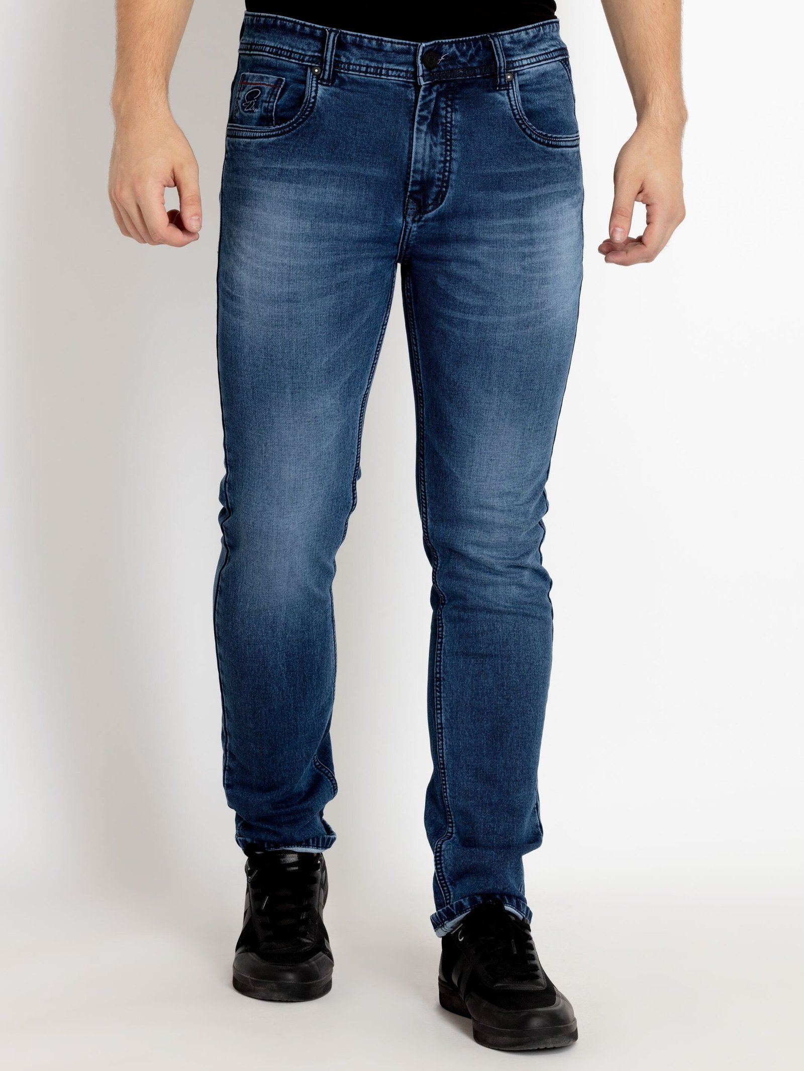 Mens Straight Slim Fit Mid Rise Denim