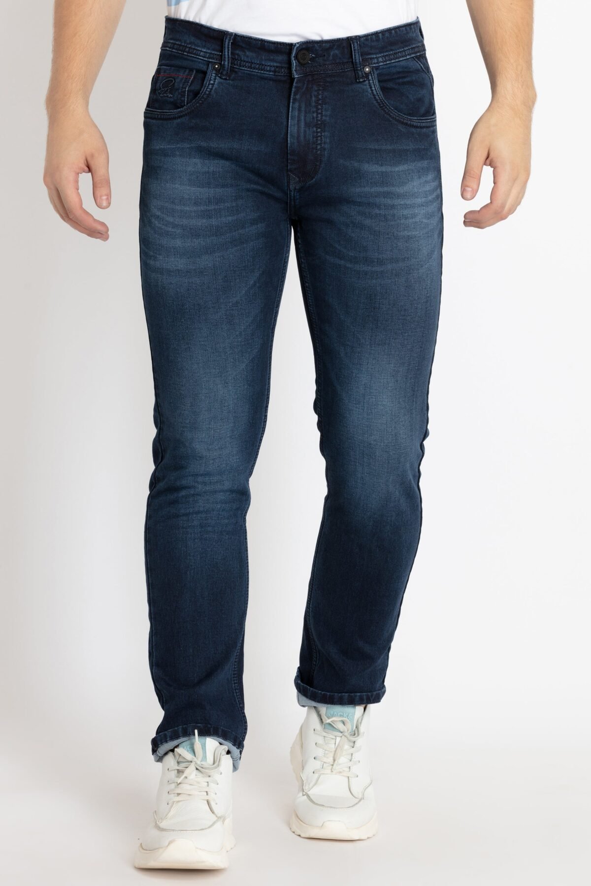 Mens Straight Slim Fit Dark Washed Denim