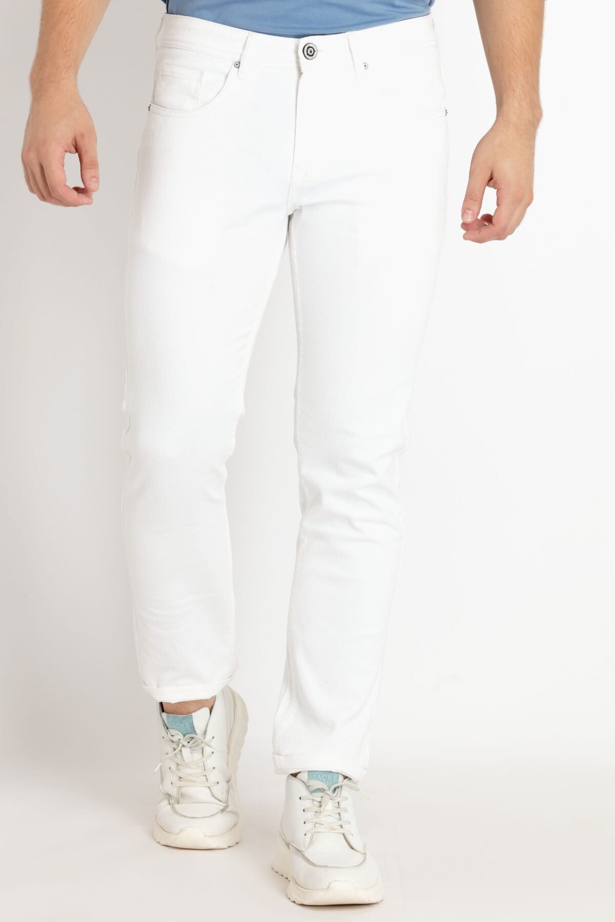 Mens Straight Slim Fit Mid Rise Denim