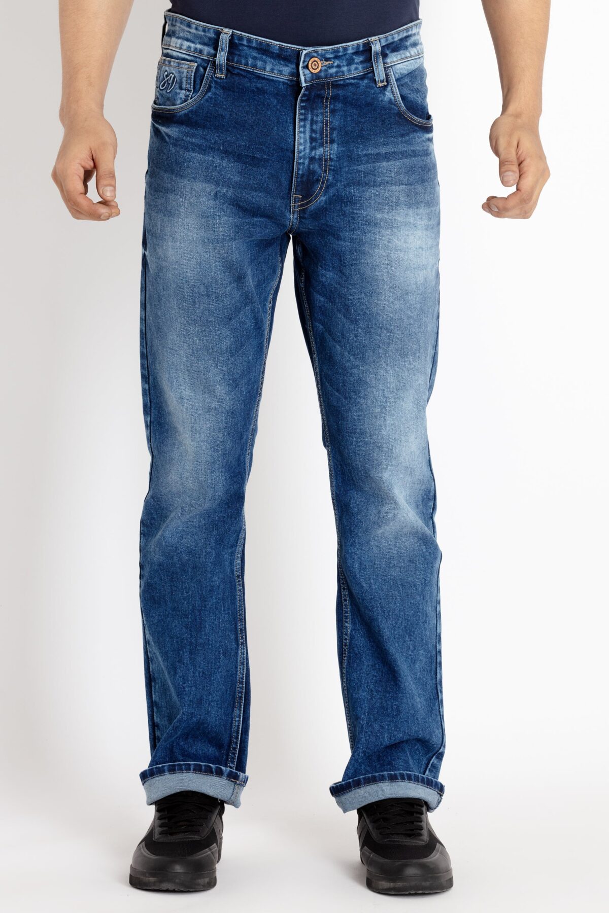 Mens Boot Cut Fit Dark Washed Denim