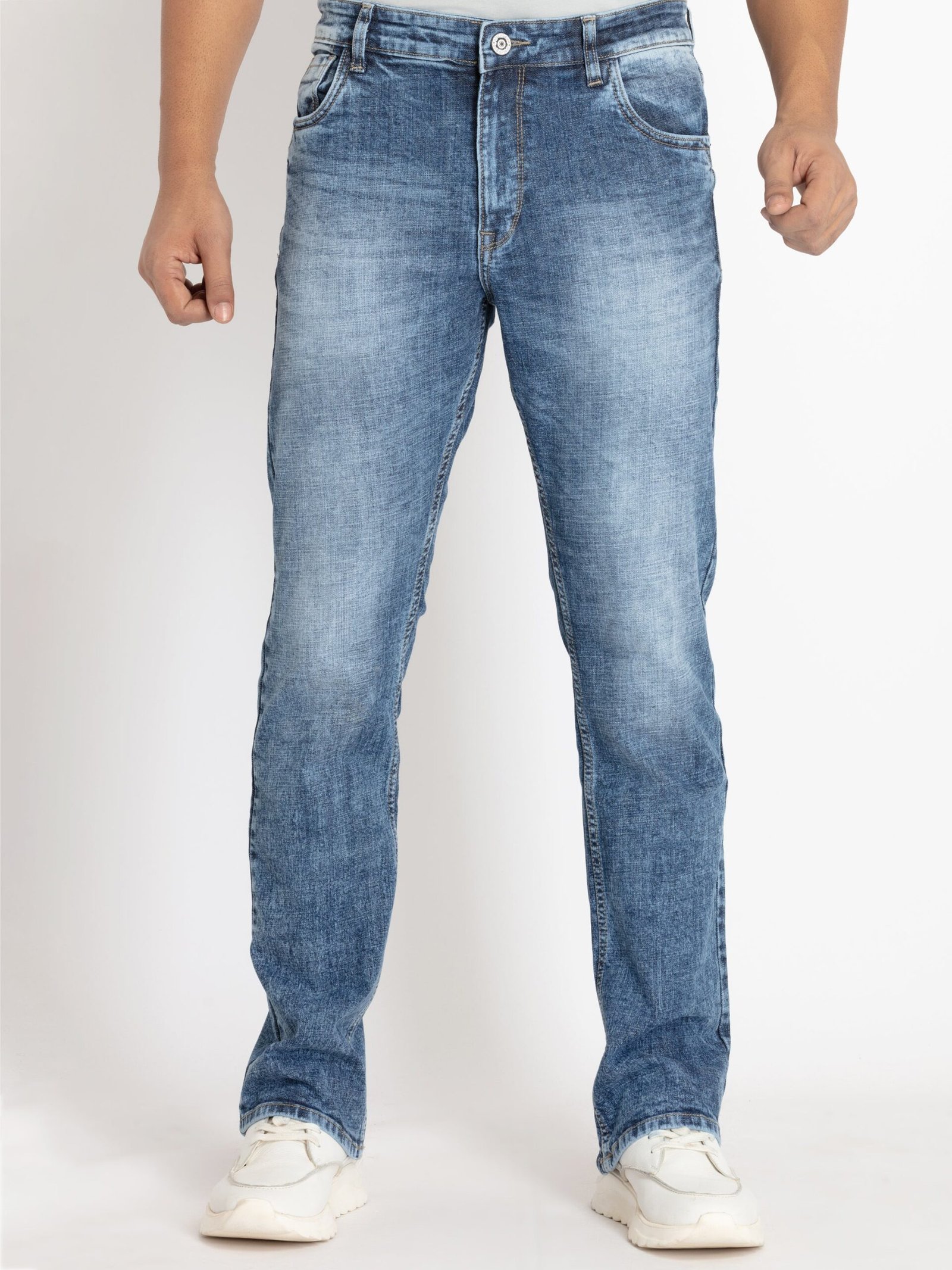 Mens Boot Cut Fit Light Washed Denim