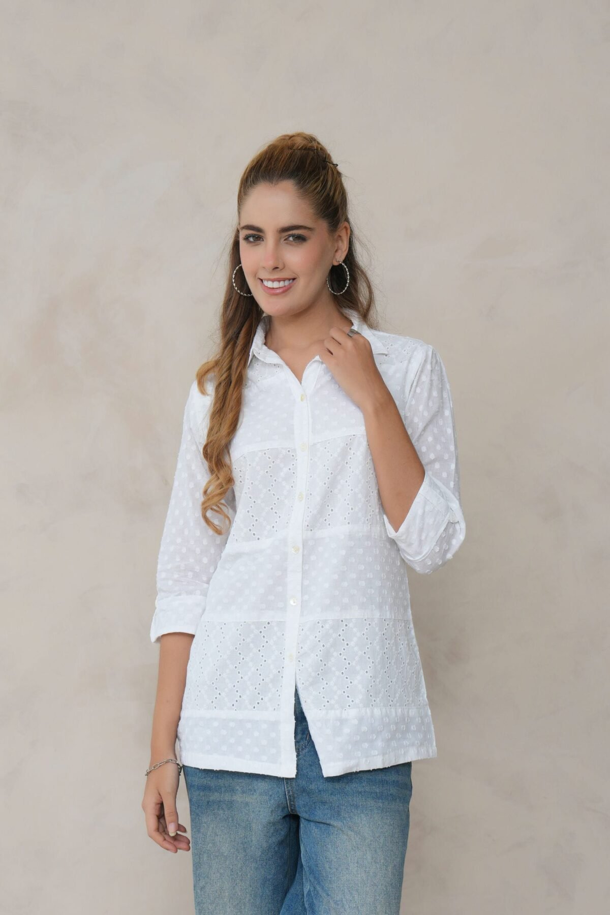 Women?s Cotton Embroidered Shirt