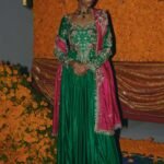 Green soft silk anarkali set