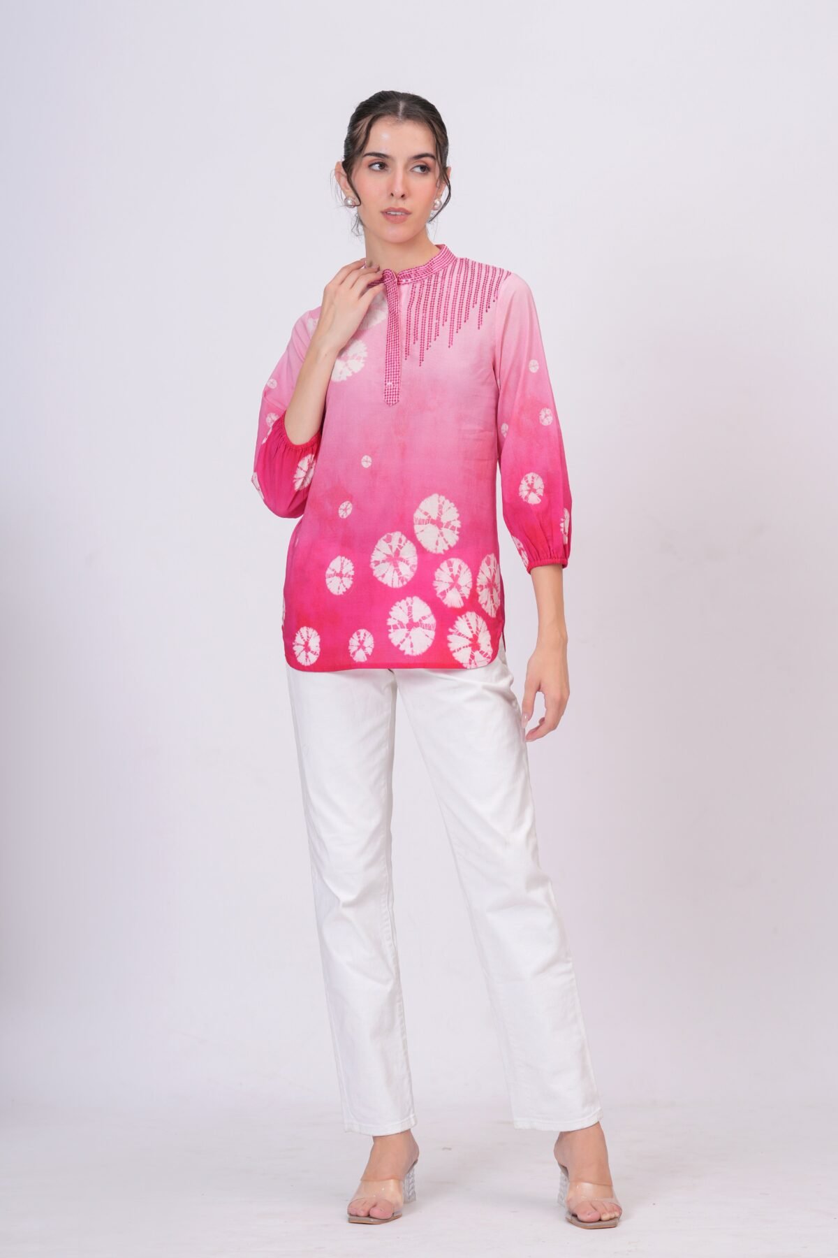 Elegant Pink Cotton Embroidered Top