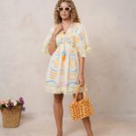 Women?s Off White Cotton Embroidered Midi Dress