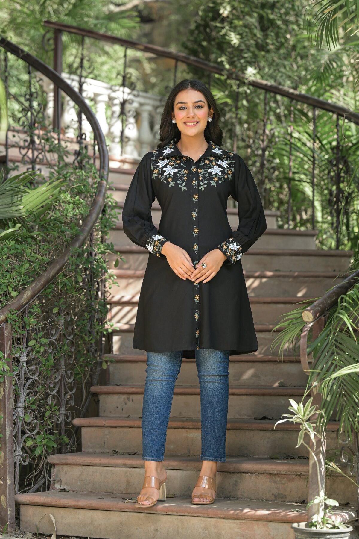 Black Embroidery Tops