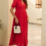 Matilda Red Schiffli Dress