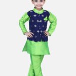 Fast Wear Full Sleeves Flower Design Attached Jacket Kurta With Pyjama