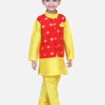 Fast Wear Full Sleeves Flower Design Attached Jacket Kurta With Pyjama