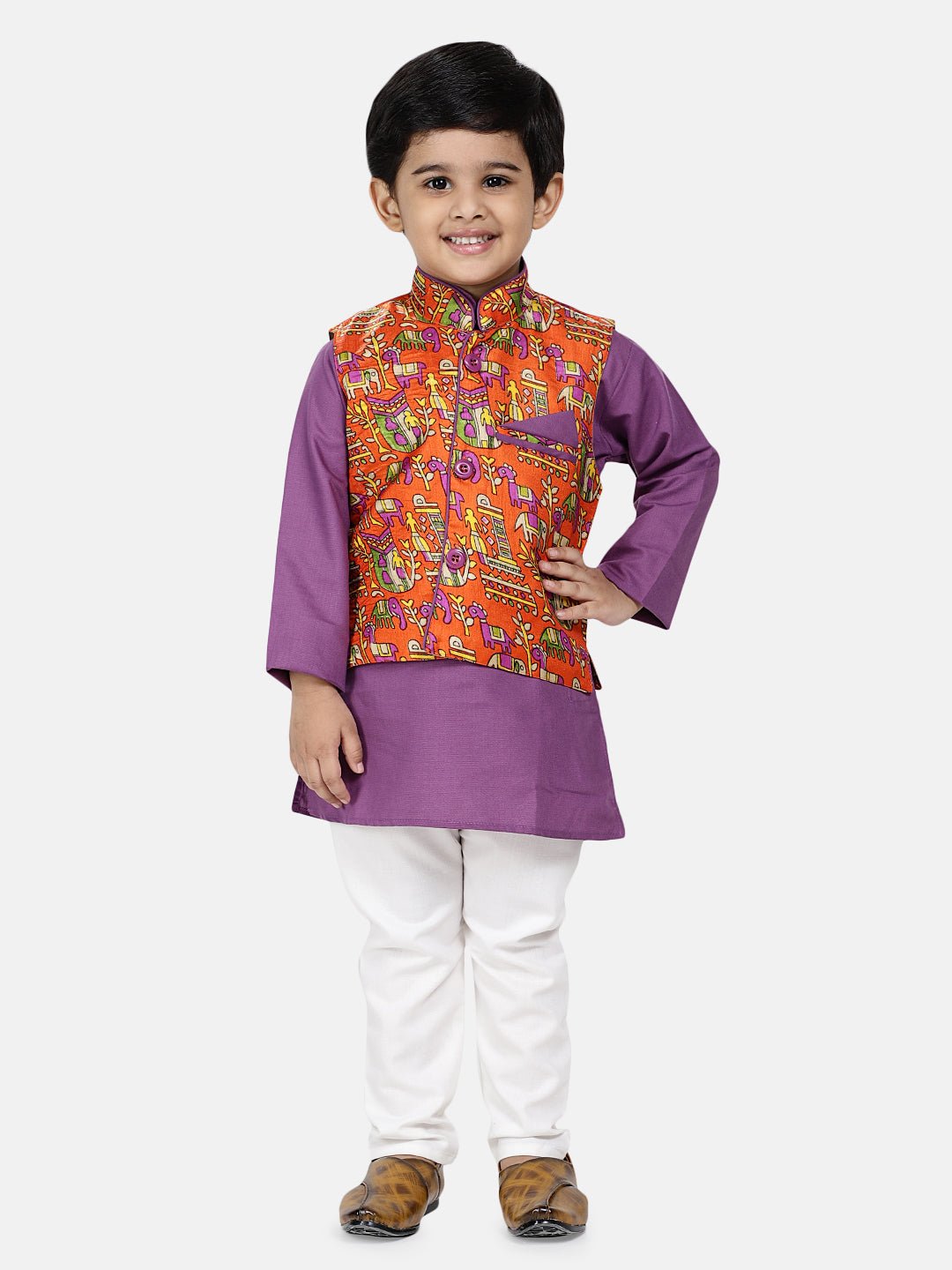 Fast Wear Kurta Pajama with Village Art Waistcoat