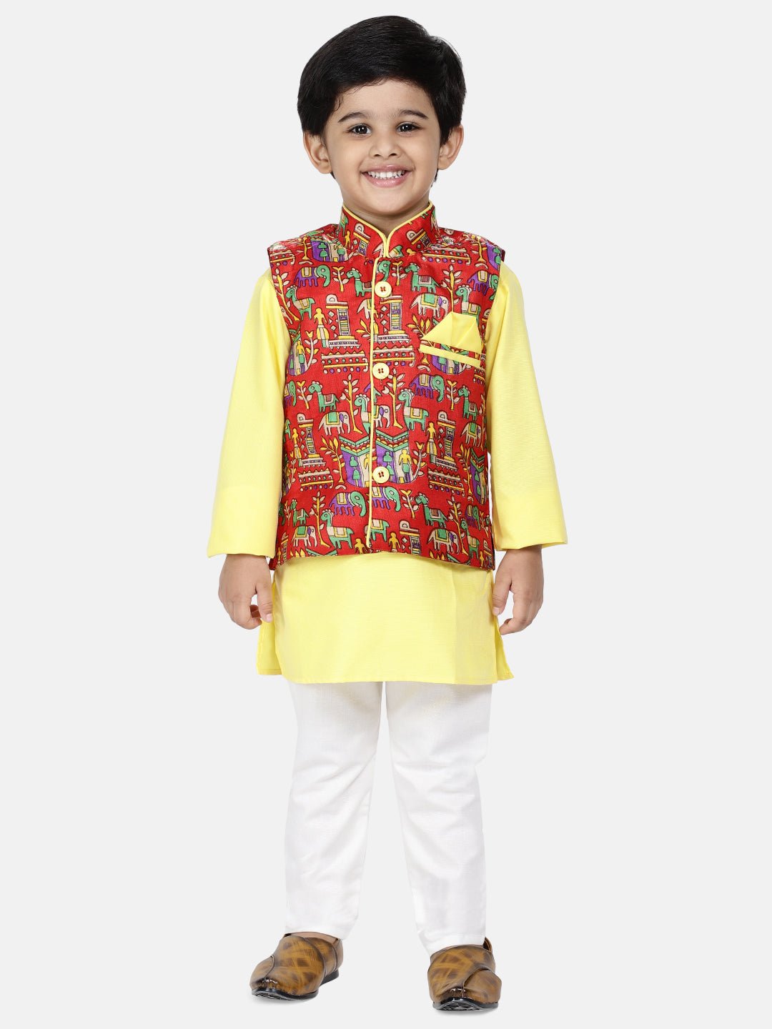 Fast Wear Kurta Pajama with Village Art Waistcoat