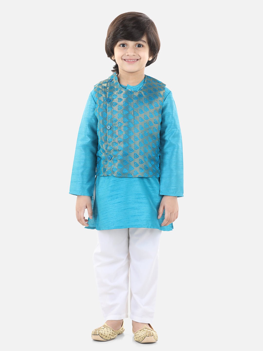 Fast Wear Jacquard Jacket Kurta Pajama 3 Piece Set