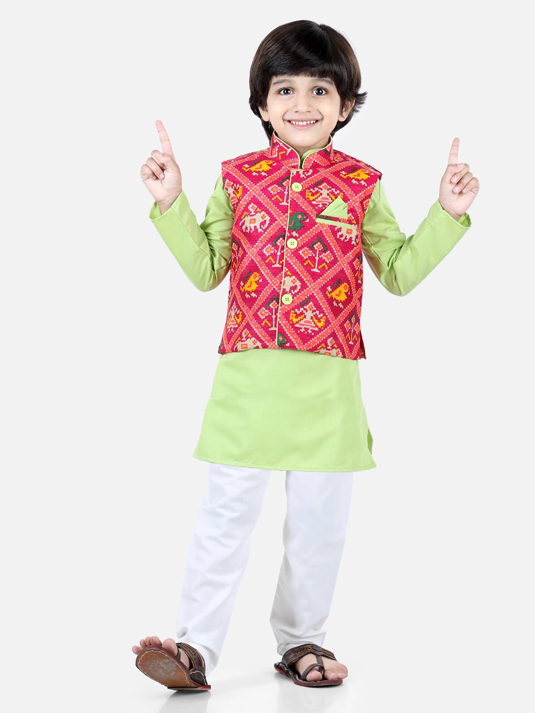 Fast Wear Patan Patola Jacket With Full Sleeves Kurta Pajama Sets
