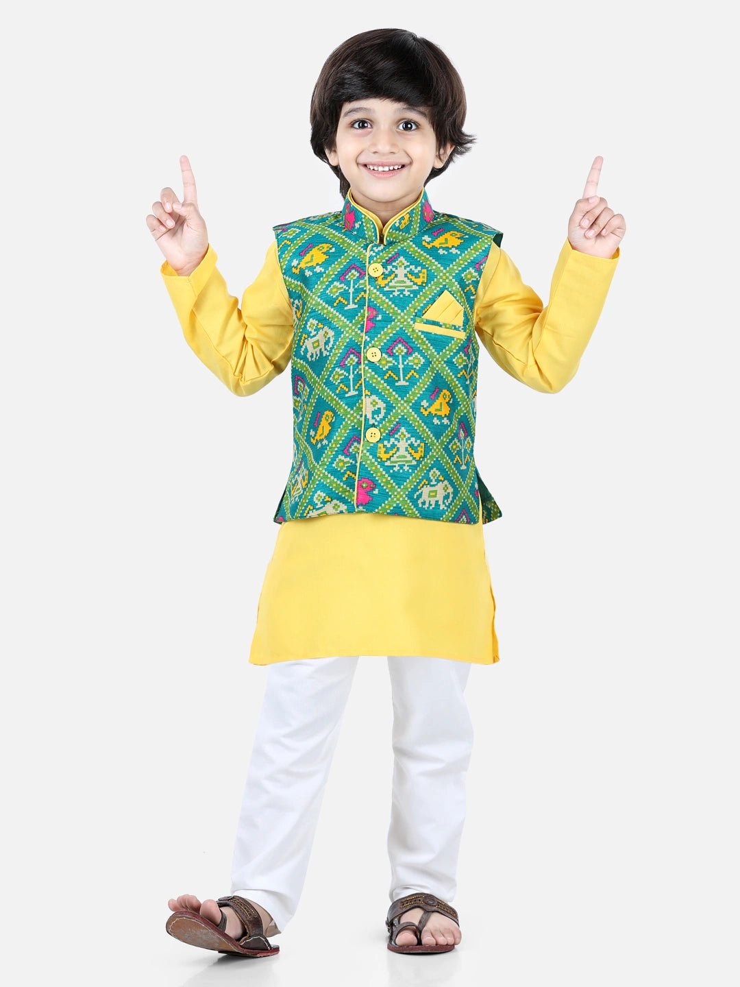 Fast Wear Patan Patola Jacket With Full Sleeves Kurta Pajama Sets