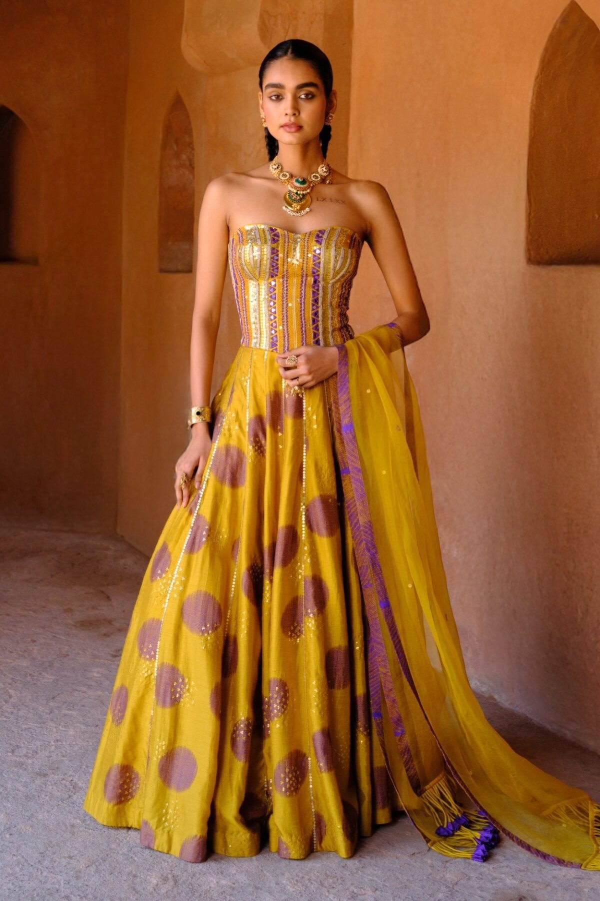 Navya yellow printed lehenga set