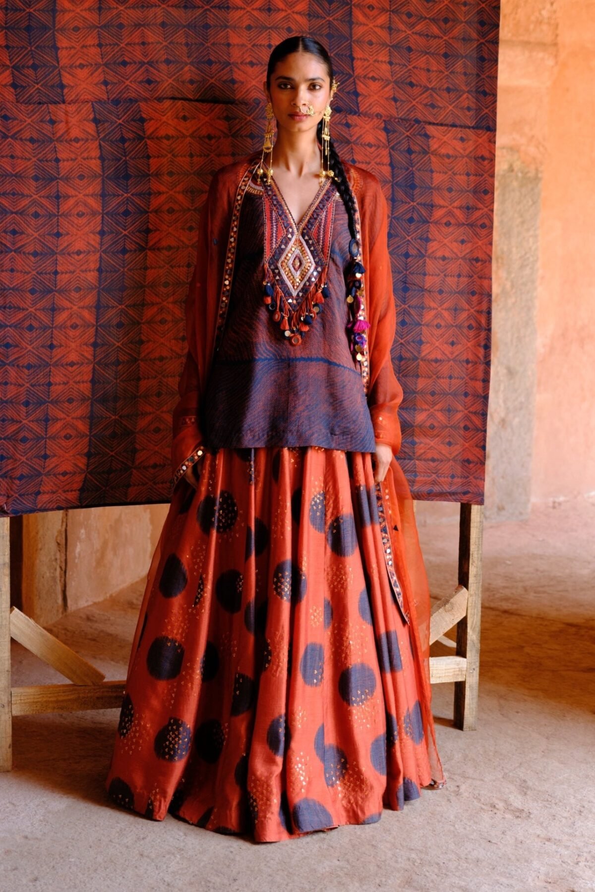 Inaaya rust printed lehenga set