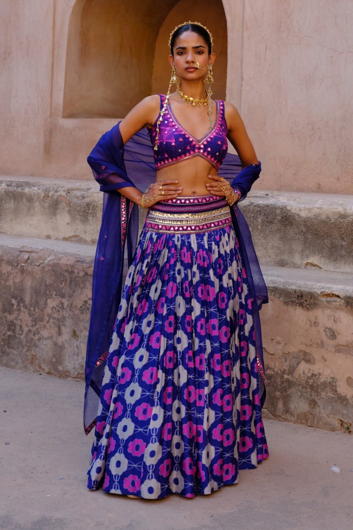 Aarya blue printed lehenga set