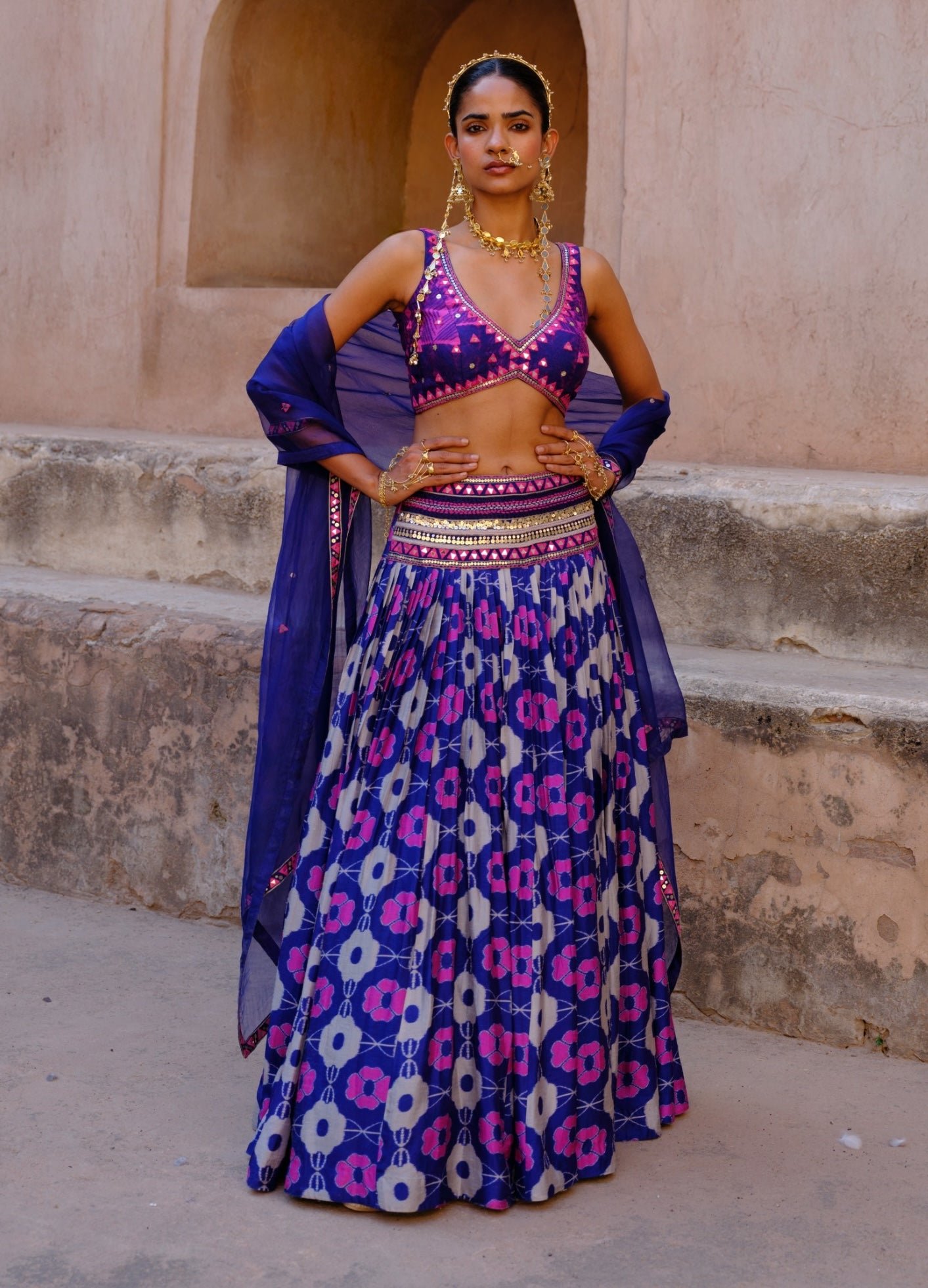 Aarya blue printed lehenga set