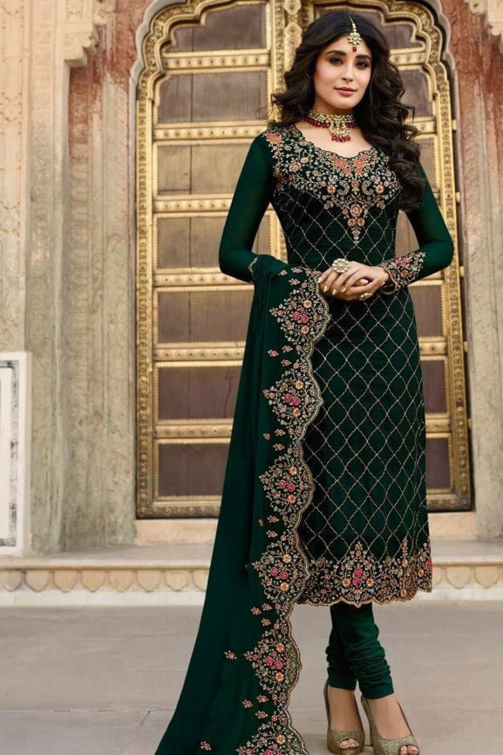 Dark Green Georgette Shalwar Kameez Ladies