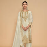 Off-White Salwar Kameez With Embroidery Work For Evening Wear