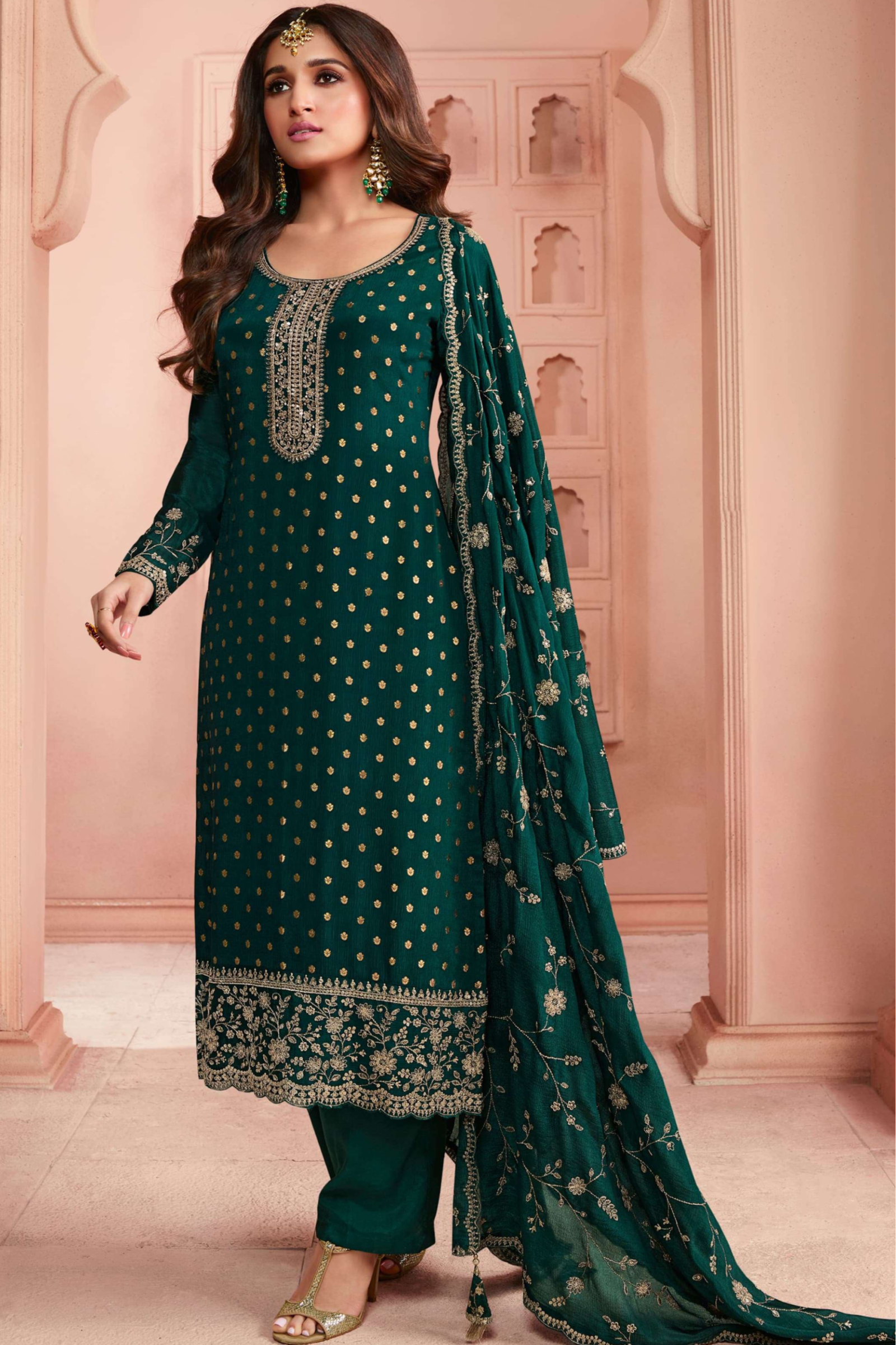 Suit Salwar Kameez in Green for Eid Wear