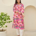 Pink Flower Digital Print Co-Ord Set