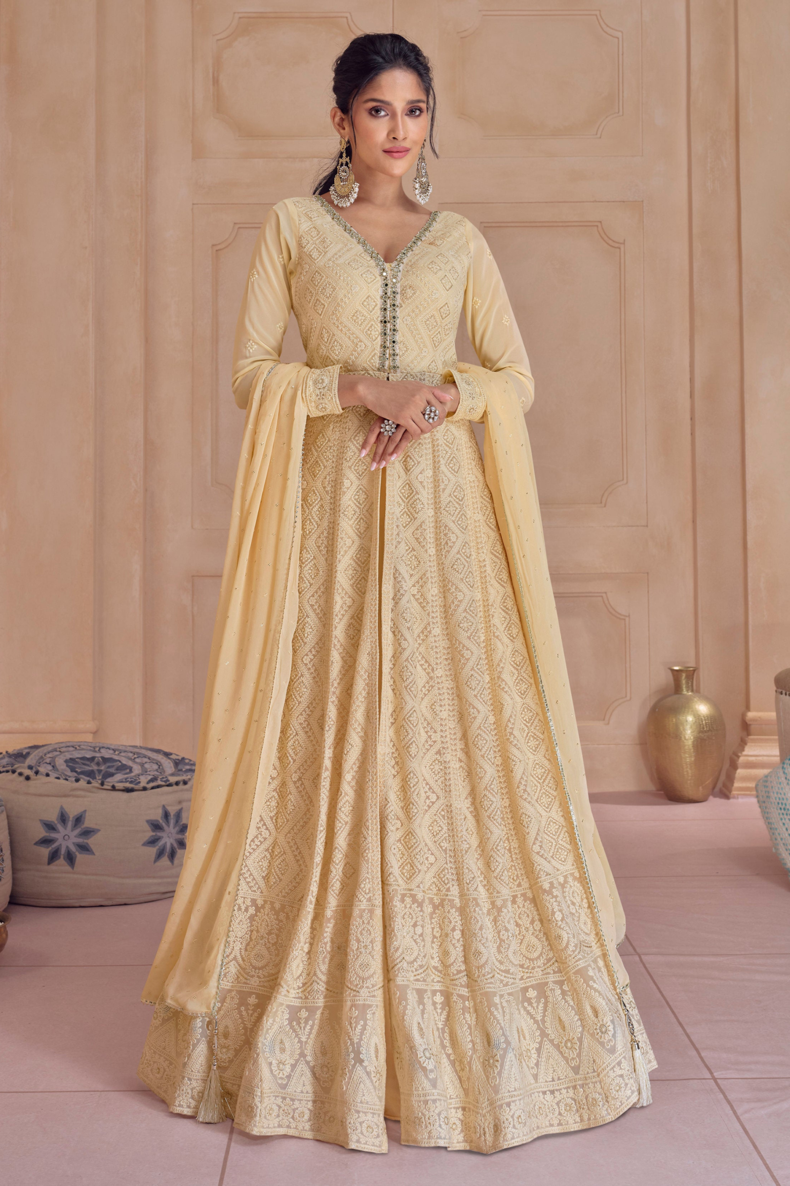 Georgette Anarkali Suit Function Party Wear Dupatta Dress