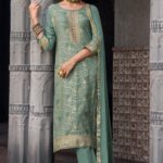 Women Salwar Kurta Sky Blue Party Wear With Handwork