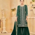 Kameez With Sharara In Green For Special Occasions